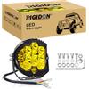 RIGIDON 1x Faro da Lavoro Led, 5 Pollici 50W 5000 Lumen Barra Led Fuoristrada, 12V 24V Rotonde Luci di Lavoro, Per Auto Camion ATV 4x4 Offroad, Impermeabile 3000K Ambrato Giallo Faretti Fendinebbia