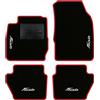 QUEMAR Tappetini Auto compatibili con Ford Fiesta MkVI 6 serie 2008-2017/Kit Tappeti Moquette e Gomma su Misura (Set 2 Anteriori + 2 Poster.)/Ricami e Colori Personalizzati (4 Ricami, Bordo Rosso)