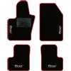 QUEMAR Tappetini Auto compatibili con 500X / Kit Tappeti in Moquette e Gomma su Misura (Set 2 Anteriori + 2 Posteriori)/ Ricami e Colori Personalizzati (Bordo Rosso, 4 Ricami)