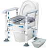 NJUN Rialzo WC con Braccioli, Alza Water Regolabile in Altezza e Larghezza per Anziani, Ausilio Bagno Antiscivolo con Secchio, Supporto fino a 150 kg
