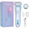 CHENRI Modira Shaver, 2 in 1 Rasoio da donna, Epilatore Senza Fili con display a LED, Rasoio elettrico trimmer bikini, Depilatore Donna indolore, Trimmer Impermeabile per braccia gambe bikini (Blu)