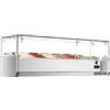 Ristoattrezzature Modello: 124412555014001,Vetrina refrigerata portacondimenti, portagusti per pizza GN 1/4 140x33x43,5h cm 0 +10 °C con motore a destra - QN