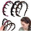 UTXN Set 3 Cerchietti alti in velluto con cristalli neri - Accessorio capelli antiscivolo per donna, rosso vino, caffè e nero, ideale per feste e matrimoni