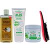 FEI FAN SET: Dermo Shampoo ARGAN Ialuronico NUTRIENTE 265ml + Balsamo ALOE Idratante 200ml + Maschera Per Tutti i Tipi Di Capelli, ALOE Idratante 250ml + Spazzola Per Capelli