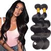 Salharer Ciocche di capelli veri da cucire Body Wave, doppia trama, Extensions, 2 ciocche di capelli Remy, colore nero naturale, per donna, 81,3 cm e 86,4 cm