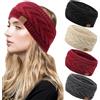 DRESHOW Fascia per Capelli Lavorata a Maglia Calda da Donna Scalda Orecchie All'uncinetto Fasce per Capelli in Pile Spesso
