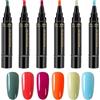 Hobngmuc Penna Smalto Per Unghie 6 Colori - Kit Manicure 3en1 Asciugatura Rapida Per Casa E Uso Professionale