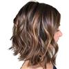 Generisch Parrucca nera con onde di rose, acconciatura corta, design a rete frontale, capelli umani veri, da donna, senza glutine, marrone, Talla única