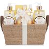 BRUBAKER Cosmetics set beauty da bagno e doccia 'Vaniglia, rose e menta' - set regalo in 9 pezzi presentati in un cestino con ansa ai lati