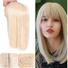 LesafeV Snythetic Clip in Hair Topper dritto 25 cm parte centrale parrucca con frangia smussata per le donne copertura capelli grigi (613 #)