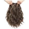 QRSTUVXZY Topper for capelli corti e ondulati da donna, parrucchino dall'aspetto naturale da 12 pollici, parrucca volumizzante for una copertura ottimale(Dark Ash Brown with Highlights)