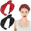 Generisch 2 cerchietti per capelli da donna, con orecchie di coniglio, antiscivolo, con fiocco elastico annodato, per Halloween, colore rosso e nero