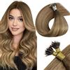 LaaVoo Extension Capelli Veri Nano Marrone Scuro a Biondo Scuro Highlight Extension Nano Ring Capelli Veri Remy Invisible Estensione Dei Capelli Nano 35cm 50g 50ciocche #8/16/8