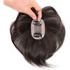 Yanamy Toppers per capelli umani da donna con capelli diradati, clip in seta da 5,1 x 7,6 cm, 17 cm, colore nero naturale di Yanamy