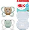 NUK Perfect Match Air Succhietto per Bambini | 0-6 Mesi | Succhietti Ortodontici Anti-Irritazione e Traspiranti | Accettato dal 95% dei Bambini** | Orso/Rana | Confezione da 2