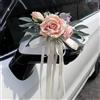 AQCQDQ 2 pezzi decorazione per auto da matrimonio, fiocchi, fiori artificiali vintage con ventose per specchietto retrovisore auto (champagne)