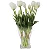 cn-Knight - 20 tulipani artificiali, steli di tulipani da 16 pollici al tatto reale con foglie finte, tulipani e boccioli finti per centrotavola e ornamento per matrimonio, bianco