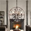 HWSY Lampadario a sospensione antico a 6 luci, stile ferro ruggine Lampadario a soppalco vecchio stile Lampadario a sospensione Globo Gabbia Illuminazione a sospensione con cristalli brillanti Interesting