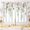 oolygoo - Tende corte per finestre di bagno e cucina, per piccole finestre, motivo: foglie di eucalipto e fiori, rosa/verde salvia, 66 x 91,4 cm
