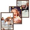 Victor cornice portafoto "David" marrone 21x30 cm set da 3 - profilo: 14 x 17 mm - vetro acrilico - design moderno - decorazione shabby chic