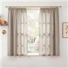 PONY DANCE Tende Corte Effetto Lino Semitrasparenti Camera da Letto con Fettuccia Tende Soggiorno e Cucina per Interni Curtains Cameretta Bambini 2 Pezzi L 140 x A 160 CM, Naturale