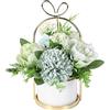 Hobyhoon Fiori artificiali in seta con vaso, ortensie finte e crisantemi, composizione floreale per la casa, decorazione per matrimoni, centrotavola, soggiorno, decorazione da scrivania