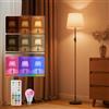 VARICART Lampada da Terra Salotto, LED Piantana Lampada da Terra per Dimmerabile con Bulbo 1200lm 10W RGBCW Lampade da Terra Paralume Moderna Nera per Camera, Ufficio, Bambini Stehleuchte