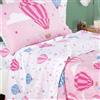Caleffi Completo Lenzuola Letto Singolo Art. Star in 100% Cotone - Fantasia Mongolfiere Rosa con Federa Double Face