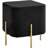 IlGruppone Pouf Poggiapiedi in Velluto con Gambe Dorate Elegante Imbottito Sgabello per Toeletta Mobile Trucco Ottomano Ingresso Tavolino Camera da Letto Soggiorno Salotto Quadrato - Nero
