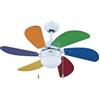 Zephir, Ventilatore da Soffitto, Multicolore, 6 Pale, 3 Velocità Diametro 90cm, Con luce, Funzione Reversibilità, Comando a Cordicella