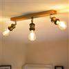 ANWIO Faretti da Soffitto Bronzi Regolabili, Lampada Soffitto con 3 Portalampade E27, Applique,Base di Legno, Portalampada Bronzo Vintage in Lega di Alluminio e Placcata in Rame (Lampadine Escluse)