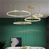 WayLuoung LED Lampadario Metallo | 4 Cerchi 20+40+60+80cm | 100W Lampada Sospensione Soffitto Anelli, Telecomando Dimmerabile 3000-6000K, Lampada Sospensione Paralume Acrilico Soggiorno Camera【Oro】