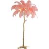 RYUUZA Piantana Lampada da terra di piume di struzzo,Lampada da Terra A Luce Soffusa Lampada Orientabile,lampada da terra moderna in piedi lampada da comodino romantica decorazione,Pink-170CM
