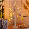 HFHungkeong Lampada Albero di Pasqua Illuminata Decorazioni Pasquali per Tavolo, Mini Betulla Artificiale Bonsai Decorativo per Camera da Letto Comodino Camino Estetico, Doppia Alimentazione Batteria e USB
