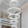 Finktonglan lampadario a sospensione in cristallo a 4 anelli, LED integrato 67W, acciaio inox, altezza regolabile 30-120 cm, diametro 20/30/40/50 cm, luce bianco freddo 4500-6000K