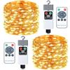 EccoCove 2 Pezzi Lucine LED Decorative - Ricaricabile 1200mAh 10M 100LED Luci Albero di Natale Impermeabile Luci Natale con Telecomando Luminarie Natalizie per Interno Esterno Addobbi Natalizi Luci