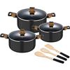 BERGNER SAN IGNACIO Earth | Kit di Cucina | Batteria di Cucina da 9 Pezzi con 3 Pentole e 3 Utensili | Alluminio Pressofuso | Set di Pentole | Per Tutti i Piani Cottura