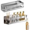 Celbon 40cm Mensola Doccia Senza Foratura 2PC Mensola Bagno Autoadesivo Acciaio Inossidabile con 2 Ganci Organizer Bagno per Shampoo, Sapone, Spugna, Cucina Cromo Superficie