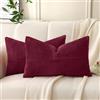 Yosodeko Rosso Borgogna Federe Cuscini 50x70 in Velluto a Coste confezione da 2 Moderno Decorativa Copricuscini con Motivo Patchwork per Divano Camera da Letto