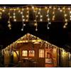 Partenopea Tenda luminosa esterno natalizia luci a 256 led da balcone decorazioni di Natale feste eventi bassa tensione 31V gioco flash bianco (Luce calda fissa + fredda flash, 6 metri)