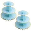 YAVO-EU 2 Pezzi Alzata per Cupcake Cartone 3 Piani, Supporti per Cupcake Supporto per Dessert Torte per Baby Shower, Compleanni, Feste (Blue)