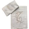 RICAMI FIORENTINI BALDI Asciugamani con INIZIALI, Set 2 Pezzi Spugna da Bagno, Viso+OSPITE Spugna di Cotone 100% Made in Italy (Lettera T)