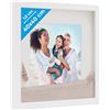 PHOTOLINI 3D cornice 40x40 cm bianco, profonda con vetro e passe-partout, cornice per oggetti fino a 1,5 cm di profondità, legno MDF - perfetta per il fai da te e come regalo