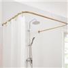 Mirooyu Bastone per tenda da doccia, a forma di U, per bagno, negozio di abbigliamento, in acciaio 304, con 12 ganci ad anello e supporto a soffitto [entrambi i lati: 60 cm - 132 cm, medio: 78 cm - 118 cm