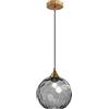 Euone_Clothes Lampadario a Sospensione a Sfera in Vetro Ondulato con Finitura Oro Lampada a Sospensione a Soffitto Industriale Vintage E27 Per Sala da pranzo Cucina - Grigio