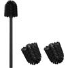 Mozmmhi Scopino per WC, scopino WC con 3 testine di ricambio, scopino in PP in acciaio inox 304, manico per la pulizia del bagno (nero, diametro 7 cm)