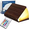 BONNYCO Lampada Libro Led Pieghevole in Legno con Telecomando 16 Colori e Timer. Lampada Libro Decorazioni Casa, Camera da Letto e Ufficio. Idea Regalo Originale, Donna, Uomo per Compleanno Natale