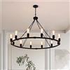 Eoodis Lampadario a Sospensione Nero 12 Luci Stile Rustico Country Lampadario a Ruota di Carro, Lampadari Regolabile in Altezza Diametro 100 cm per Sala da Pranzo, Cucina, Soggiorno, Camera da Letto