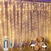 SUNNOW Tenda Luminosa,300 LED 300 * 300cm 8 Modalità Impermeabile Tenda Luci LED con Telecomando,Luci Fatate per Tende,Catene luminose per Natale,Matrimoni,Camere da letto,Finestre,Interni,Esterni