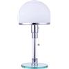 YYQBYY Lampada da scrivania a LED Illuminazione da studio per interni Lampada da tavolo in vetro bianco e cromo lucido in stile design moderno, lampada Bauhaus E27, lampada da lettura sul comodino del